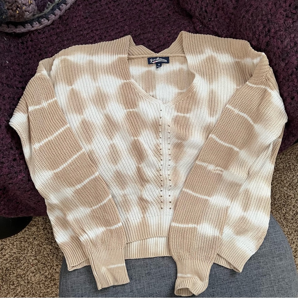 Cotton sweater with pointelle details